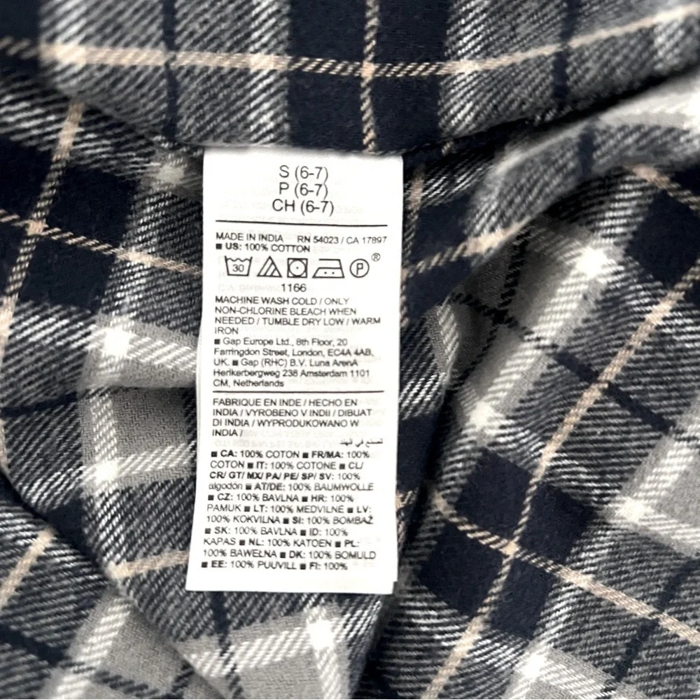 Old Navy NWT Boys Size Small (6-7) Plaid Flannel Utility Pocket Shirt Blue/Gray